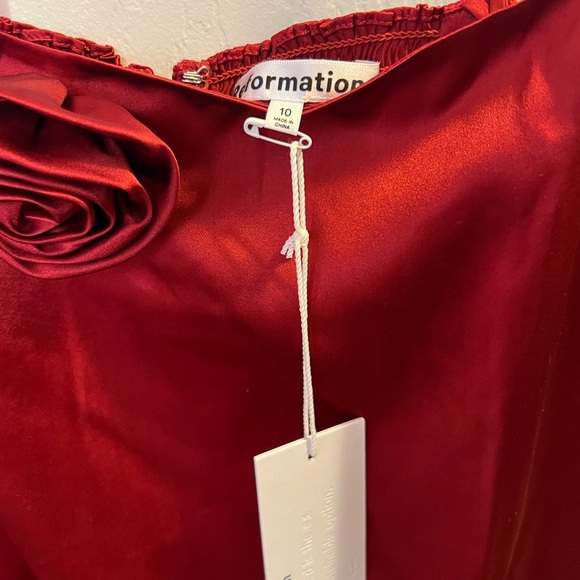 NWT Reformation Frankie Silk Dress Maxi Rosette Red Cocktail Formal Sz 10 - Picture 9 of 9